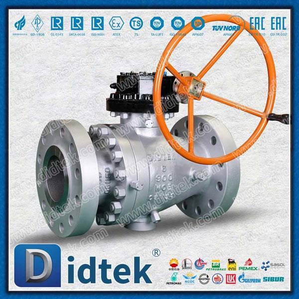 6in 2PC Gear Operated Solid Ball Metal Seated Trunnion Ball Valve