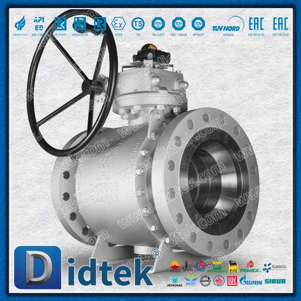 Elgiloy Spring Energized PTFE Lip Seal Trunnion Ball Valve 