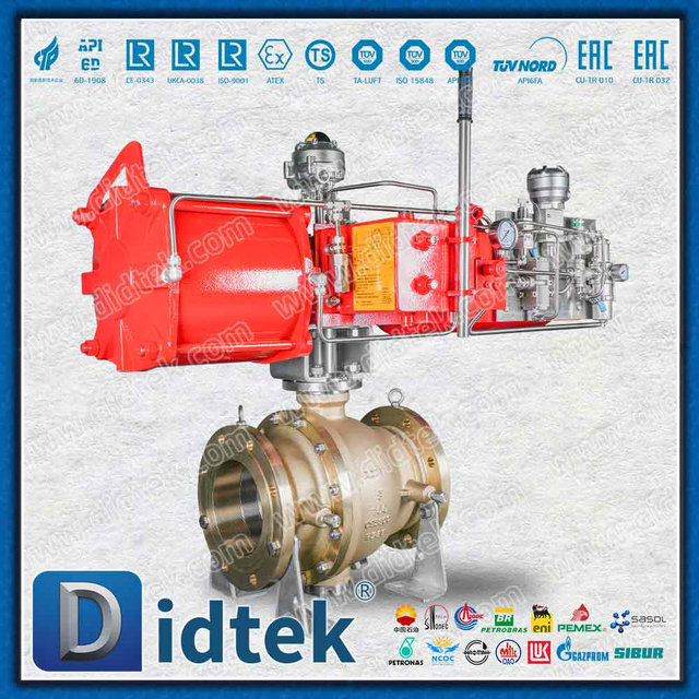 Marine Engineering Pneumatic Single-Acting Aluminum Bronze C95800 Trunnion Ball Valve