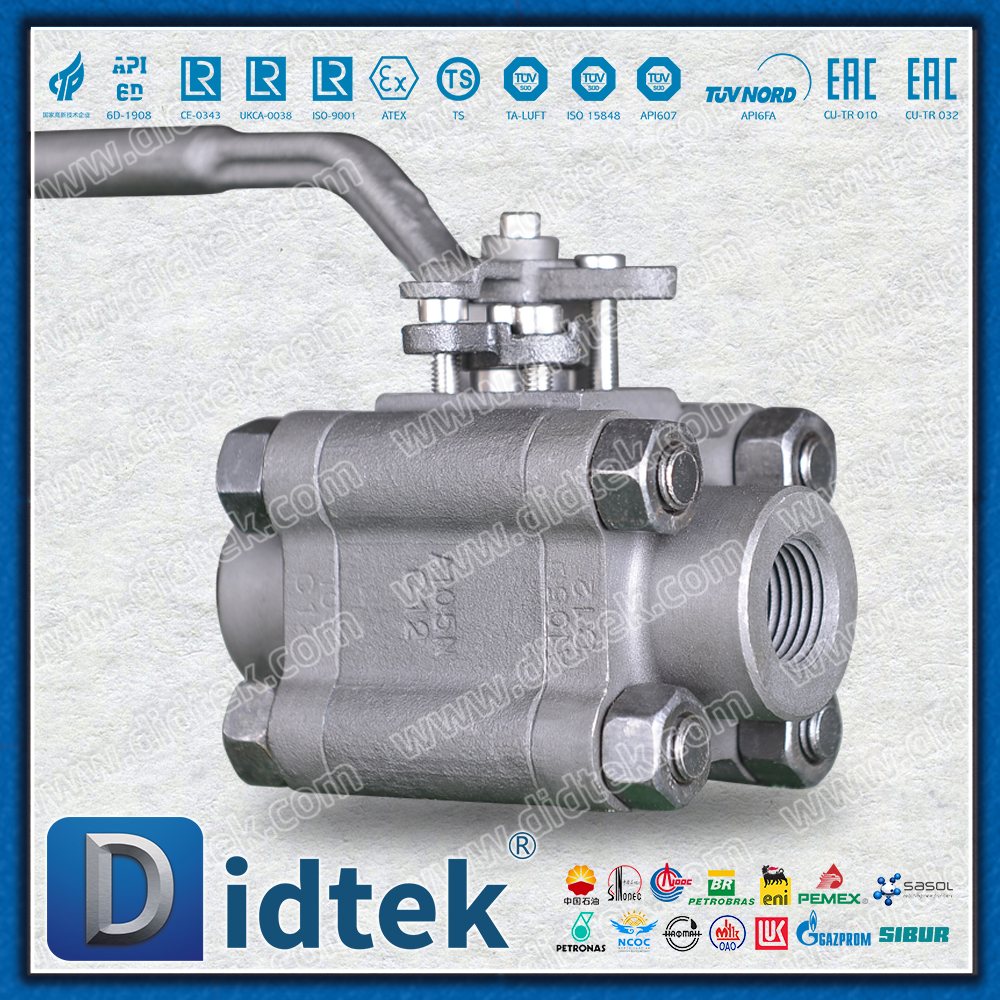 3 PCS A105N Reinforced PTFE Seat Thread Forged Ball Valve