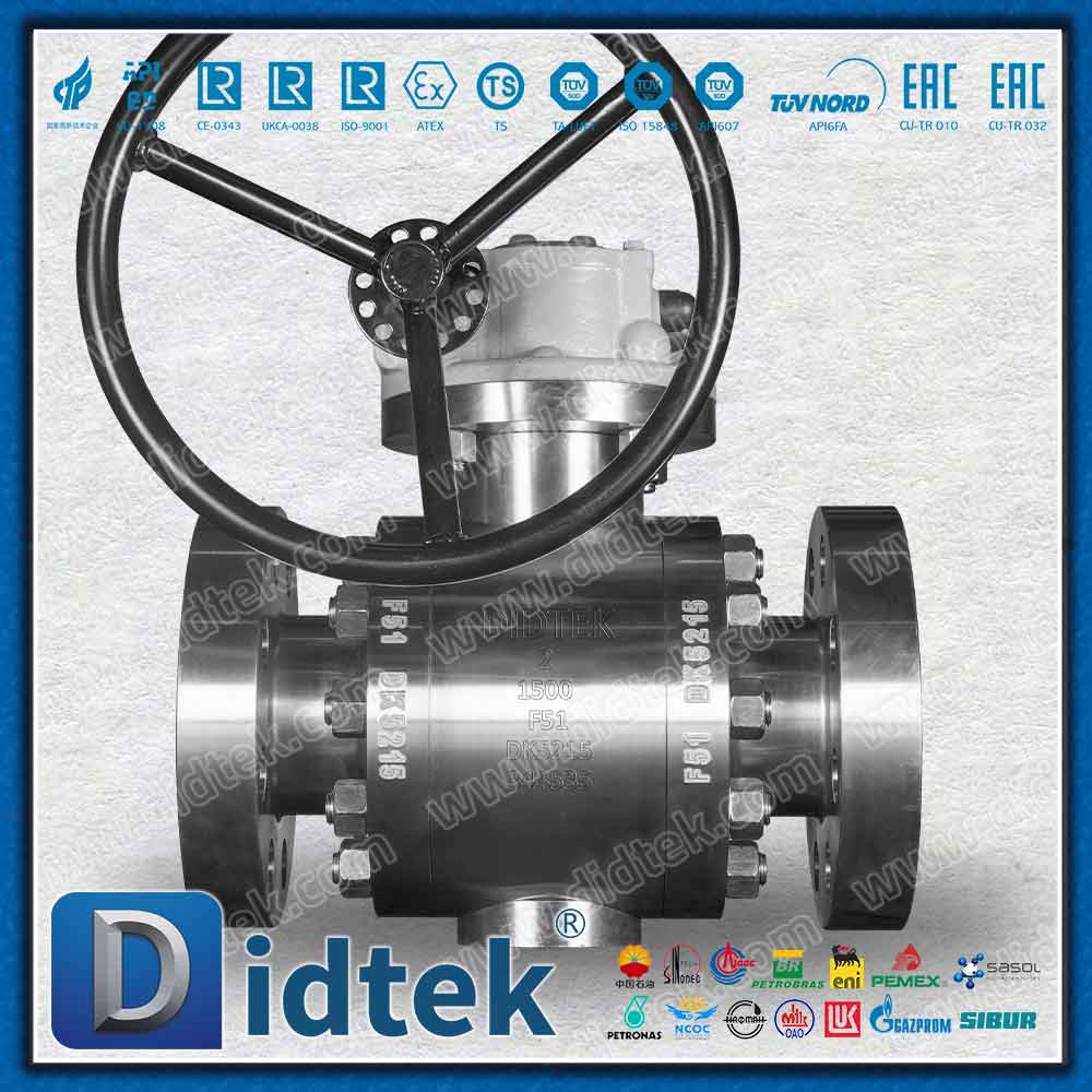F51 1500 Class Forged Trunnion Ball Valve With PEEK Sealing